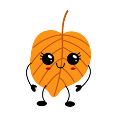 Cute kawaii autumn leaf character illustration