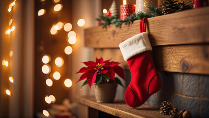 Warm bokeh Christmas decorations in soft focus providing clean horizontal space for text and product placement