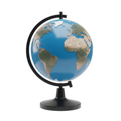 Desk world globe model showing continents for global business concepts and travel isolated PNG with Transparent Background