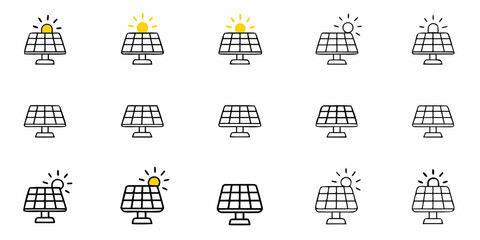 Captivating solar panel icons showcasing clean energy generation and sun power for innovative environmental concepts and sustainable technology presentations