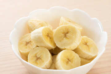 カットしたバナナ