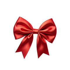 Fototapeta premium Red satin bow with delicate details on a black background