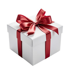 Obraz premium Present White box, red ribbon, festive, celebration, gift, surprise