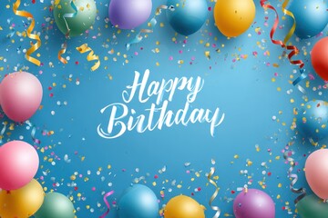 Naklejka premium Colorful vector birthday pattern featuring balloons, confetti, and festive decorations celebrating joy and fun with a cheerful atmosphere suitable for any birthday occasion