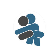 Hugging. Two people hugging each other. Simple pictogram icon. Two people hugging , icon, vector.

