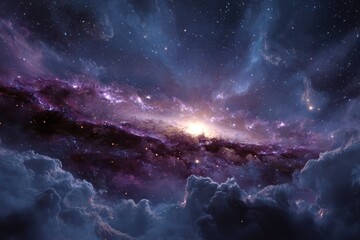 Cosmic beauty of the galaxy illuminated by distant stars and swirling clouds of cosmic dust in a vast universe