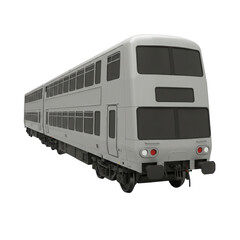 Modern double-decker commuter passenger train isolated on white background for public transport design