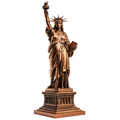 Fototapeta premium Statue of Liberty bronze color, torch raised, classic, on base