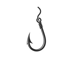 Fishing hook logo vector icon illustration design.Hook vector web icon isolated on white background, simple line illustration.

