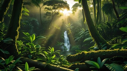 waterfall in the middle of the forest