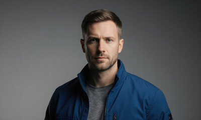 Portrait of a Confident Man in a Blue Jacket