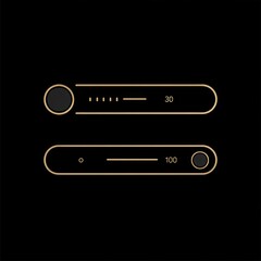 Two gold bar sliders set against a dark background, digital interface element