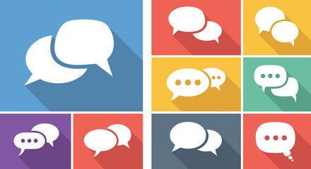 Collection of diverse speech bubble icons representing conversation and communication.