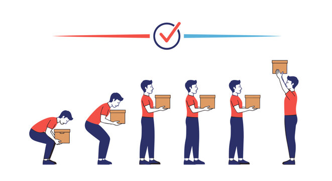 Proper lifting techniques for safe and effective carrying of boxes.