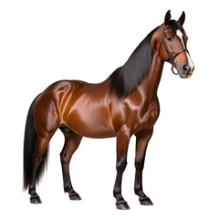 Obraz premium Shiny brown horse standing. Black mane. White blaze. Equestrian