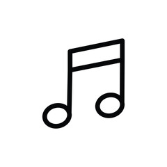 Music note line icon, simple melody symbol in minimal outline style on white background