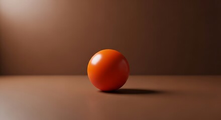 Orange Sphere on Brown Surface - A Study in Light and Shadow.