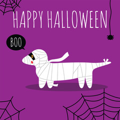Dog in Halloween costume cartoon illustration