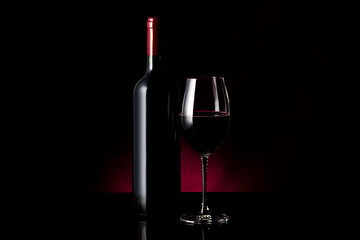 ワインとボトルと葡萄