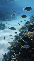 Fototapeta premium Underwater Ocean Scene with Marine Life and Seascape Elements