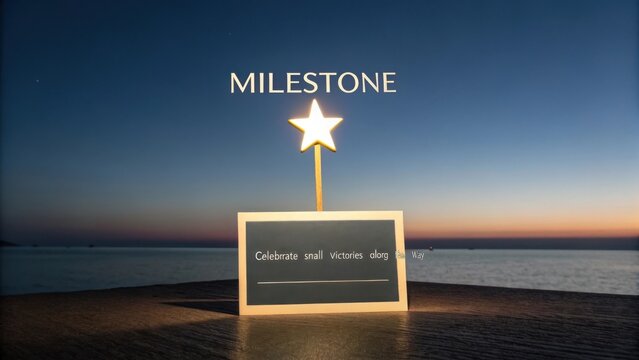 Bright star symbol rising from chalkboard celebrating a milestone