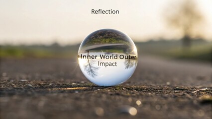 A clear glass sphere reflecting an inverted outdoor landscape view