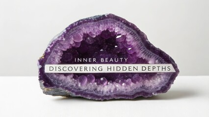 Deep purple amethyst geode revealing its beautiful sparkling crystals