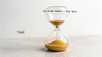An hourglass with golden sand flowing to mark the passing of time