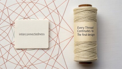 Spool of thread with intricate woven red lines symbolizing connectedness