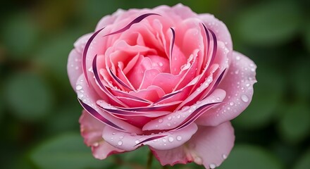 Pink Rose with Dark Edges and Water Droplets.