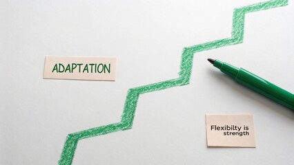 Green marker pen drawing a zig zag line representing growth on a board