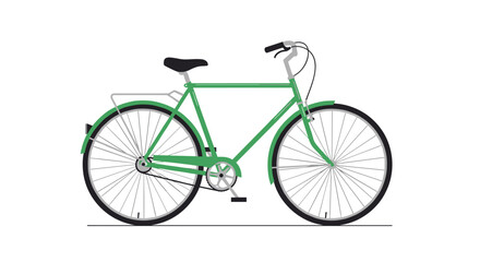 Fototapeta premium A classic green bicycle with fenders and a rear rack.