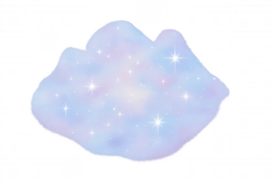 Galaxy cloud with twinkling stars and sparkling dust on transparent background for cosmic designs