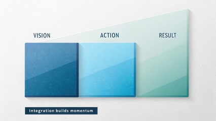 Minimal composition of three overlapping squares showing progression