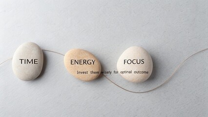 Minimal composition with pebbles for energy and focus wisely invested