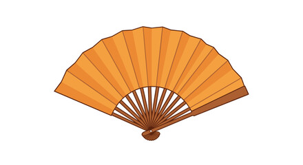 A beautifully crafted golden fan with delicate wooden ribs for cooling.
