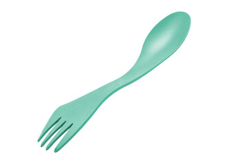 Teal spork utensil isolated on transparent background