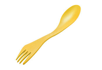 Yellow spork utensil isolated on transparent background