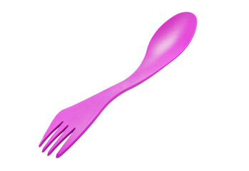 Bright pink spork isolated on transparent background