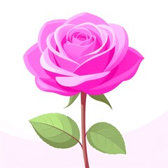 Vibrant pink rose, stylized illustration