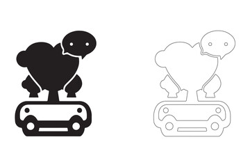 Autonomous Vehicle Talking Robot with Smart Technology Concept in Black and White Outlines for Future Innovation and Automation