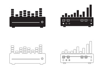 Naklejka premium Audio Equalizer Vector Graphics in Black and White Showing Sound Levels and Frequency Bands for Sound Engineers