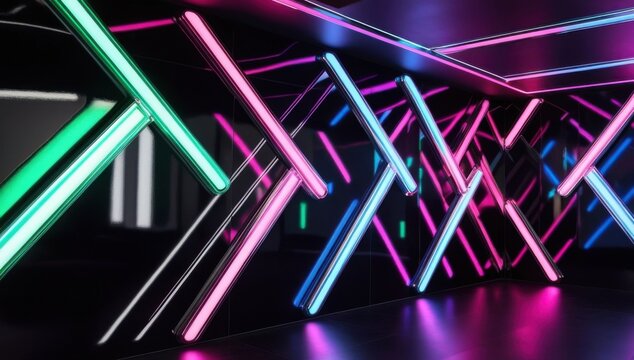 abstract background with neon lights,abstract background with neon lights, luxury vibrant neon light abstract design, elegant glowing neon light pattern, premium abstract backdrop with bright neon - Powered by Adobe