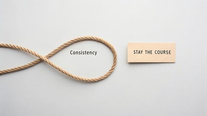 Inspirational Message on Consistency and Staying the Course with Infinity Symbol and Rope on Neutral Background