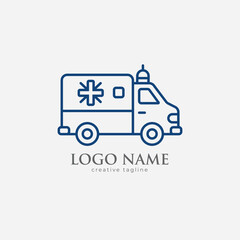 ambulance line art icon silhoutte vector style with white background