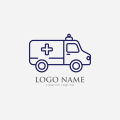 ambulance line art icon silhoutte vector style with white background