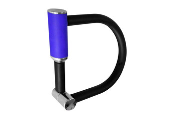 Blue and black bicycle u lock isolated on transparent background