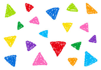 クレヨン素材　手描きのランダムな三角形の背景