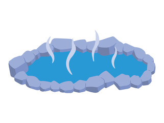 Natural Hot Spring Pool Illustration
