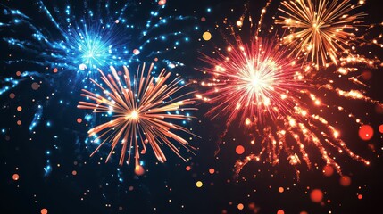 Fototapeta premium A vibrant display of fireworks illuminating the night sky with bursts of color and sparkling trails
